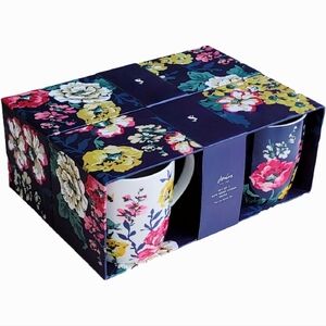 🔥4.99SHIP🔥🆕️JOULES "Pop the Kettle On" S4 Bone China Mugs + Hard Box